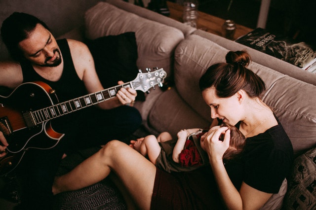 mom and dad playing music