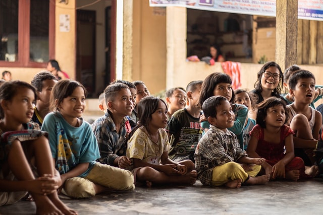 a group of children together